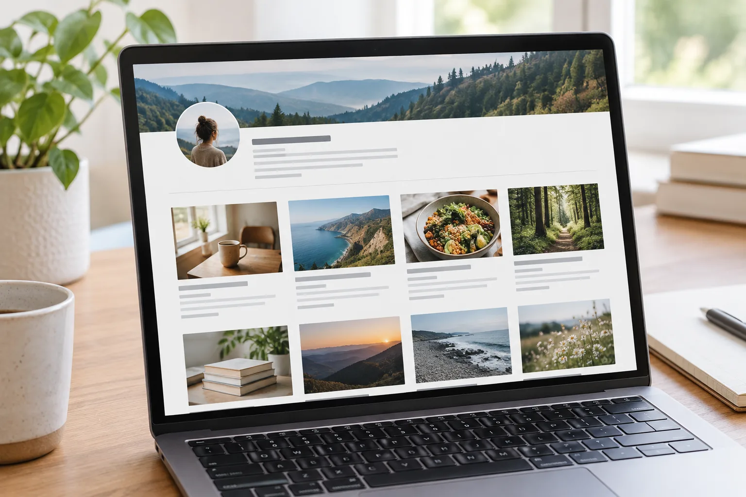 Une page de média présente un profil auteur accompagné de plusieurs contenus classés.