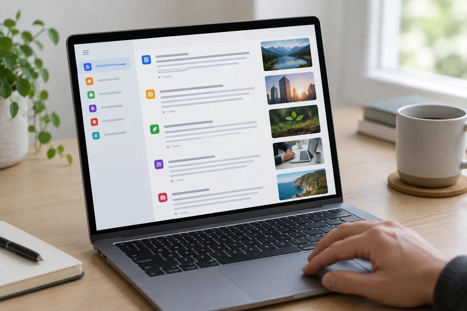Un lecteur de flux rassemble des articles de plusieurs sites dans une liste chronologique.
